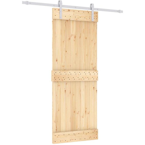 Porte coulissante vidaXL, finition naturelle et blanche, 80 x 210 cm, pin massif