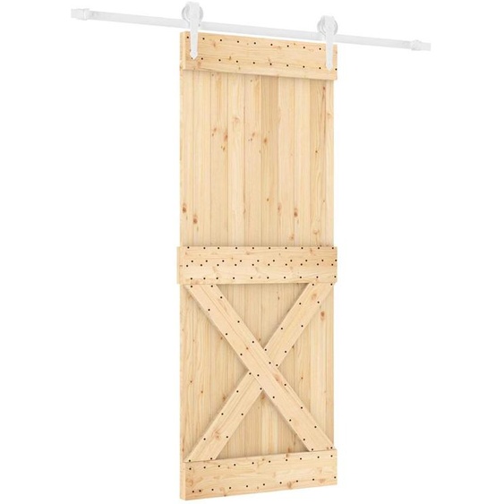 Porte coulissante vidaXL, finition naturelle et blanche, 80 x 210 cm, pin massif