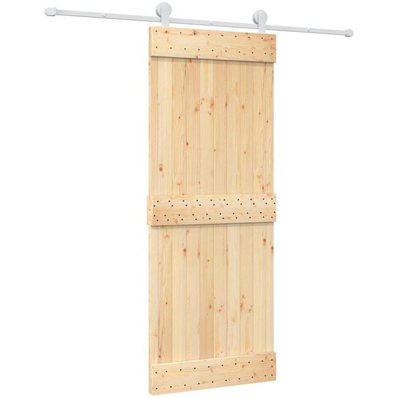 Porte coulissante vidaXL, finition naturelle et blanche, 80 x 210 cm, pin massif