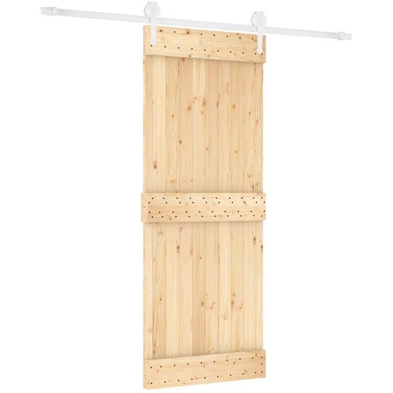 Porte coulissante vidaXL, finition naturelle et blanche, 80 x 210 cm, pin massif