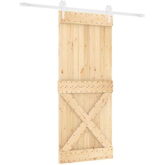 Porte coulissante vidaXL, finition naturelle et blanche, 85 x 210 cm, pin massif