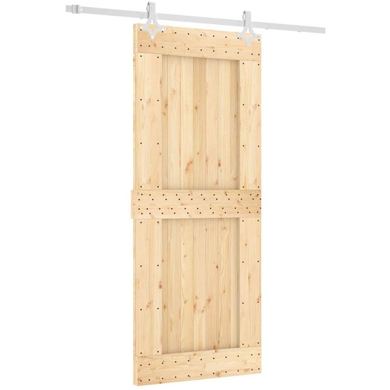 Porte coulissante vidaXL, finition naturelle et blanche, 85 x 210 cm, pin massif