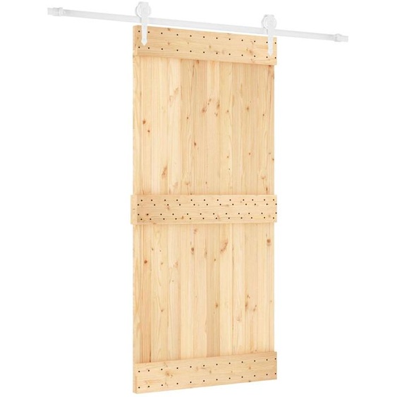 Porte coulissante vidaXL, finition naturelle et blanche, 95 x 210 cm, pin massif