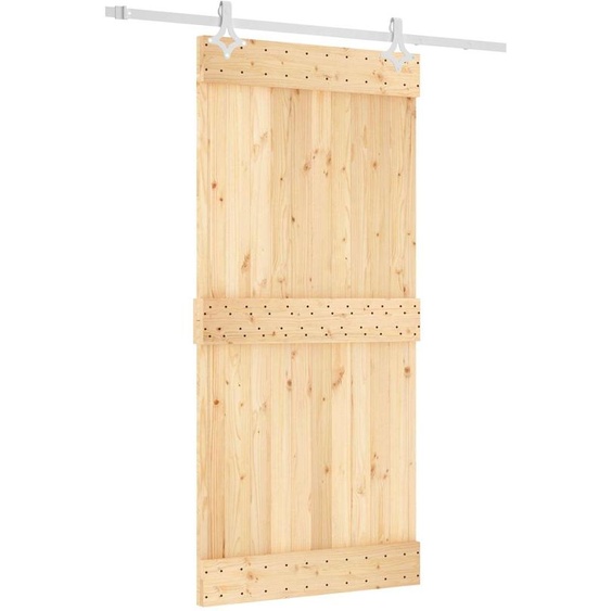 Porte coulissante vidaXL, finition naturelle et blanche, 95 x 210 cm, pin massif