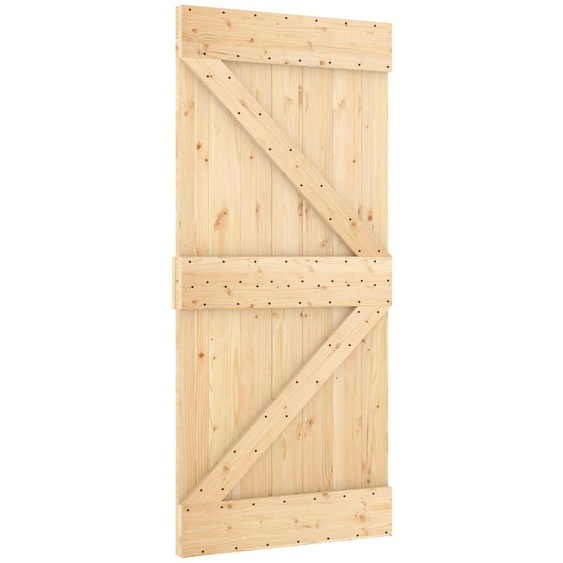 Porte coulissante vidaXL, finition naturelle et blanche, 95 x 210 cm, pin massif