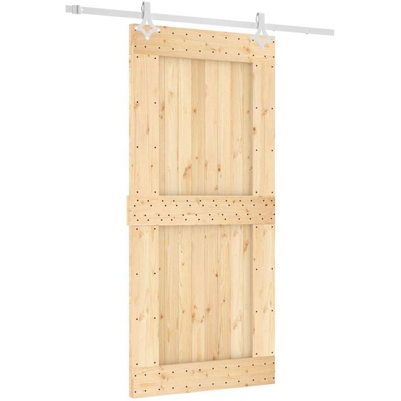 Porte coulissante vidaXL, finition naturelle et blanche, 95 x 210 cm, pin massif