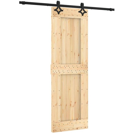Porte coulissante vidaXL, finition naturelle et noire, 70 x 210 cm, pin massif