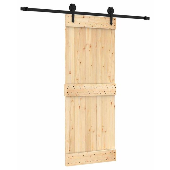 Porte coulissante vidaXL, finition naturelle et noire, 80 x 210 cm, pin massif