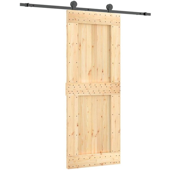 Porte coulissante vidaXL, finition naturelle et noire, 80 x 210 cm, pin massif