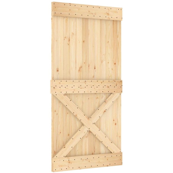 Porte coulissante vidaXL NARVIK, finition naturelle et noire, 100 x 210 cm (213,5 cm)
