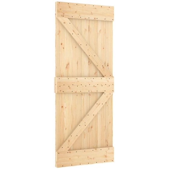 Porte coulissante vidaXL NARVIK, finition naturelle et noire, 85 x 210 cm (213,5 cm)