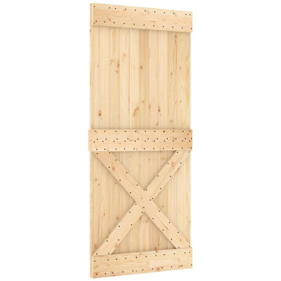 Porte coulissante vidaXL NARVIK, finition naturelle et noire, 90 x 210 cm (213,5 cm)
