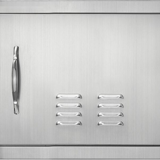 Porte daccès au barbecue - 508 x 356 mm - Porte en acier inoxydable avec poignée et aération - Porte verticale de cuisine extérieure pour îlot de barbecue - Montage affleurant - Idéal pour station de barbecue et armoire extérieure