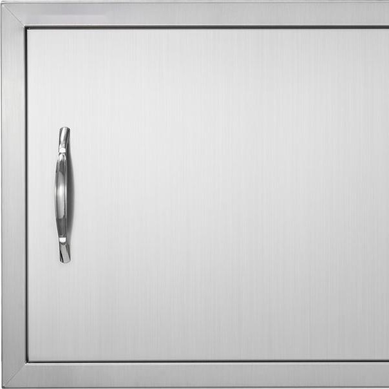 Porte daccès au barbecue - Porte extérieure pour les stations de barbecue - 610 x 432 x 46 mm - Porte verticale en acier inoxydable avec poignée - Montage affleurant - Idéal pour les îlots de barbecue, les armoires extérieures, et plus encore.