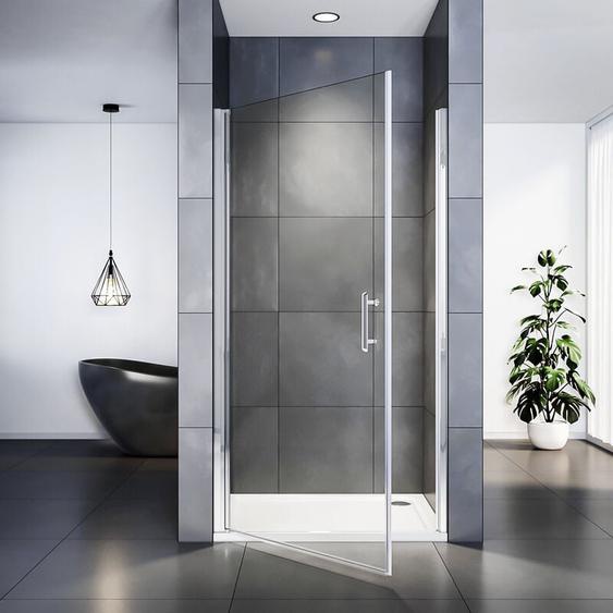 Sirhona - Porte de Douche 90 x 185 cm pivotante extensible verre trempé 6mm Joint de bas étanche