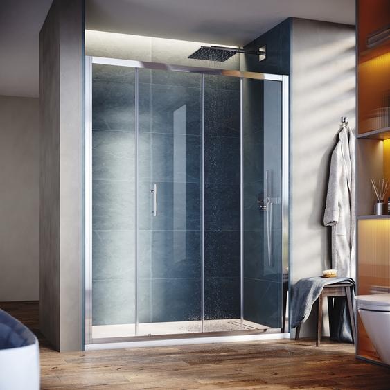 Porte de douche coulissante 160cm x 185 cm verre ESG Paroi de douche coulissante Porte de douche en niche Porte de douche en verre de sécurité trempé Hauteur : 185cm