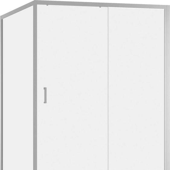 Porte de Douche Coulissante et Retour 140x90x200cm - Profilés Chrome - Verre trempé 6mm