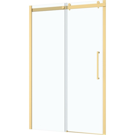 Porte de Douche Coulissante Type Industriel 120x200 cm - Finition Or Doré Brossé - Verre Trempé 6 mm