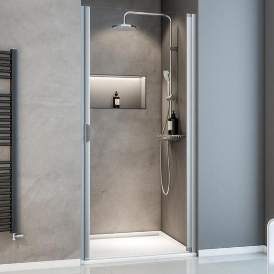 Porte de douche pivotante, 80 x 180 cm, verre transparent 5 mm Schulte Sunny, profilé alu-argenté