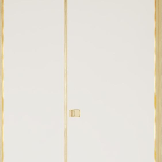 Porte de Douche Pivotante 80x195cm et Retour 90cm - Verre 8mm Anticalcaire - Profil Or Brosse