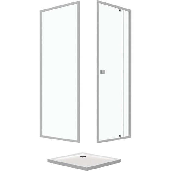 Porte de douche pivotante extensible 78 à 90cm + paroi de retour 90 + receveur 90x90 - WHITY PIVOT