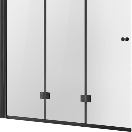 Porte de douche sans cadre pour baignoire - Porte de douche triple vitrage pliante - 1295x1422mm - Porte de baignoire en verre - Paroi de douche pliante