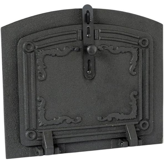 Porte de four en fonte, résistante à la chaleur jusquà 500°C - Porte unique et robuste pour four à pizza et four à pain, chambre de fumage et cuisine extérieure, porte pour four à bois, poêle à bois et barbecue, dimensions : 31,5 x 27,5 x 37 cm - Noir