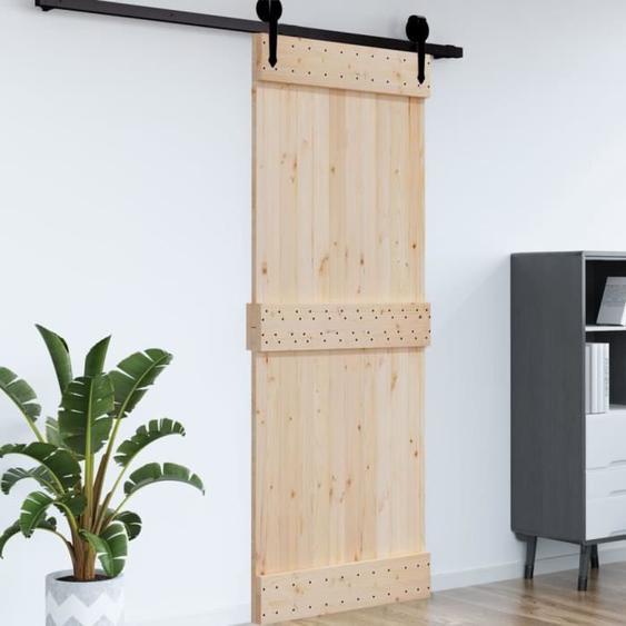 Porte de grange - ZERONE - YH004 - Bois massif de pin - 95x210 cm - Intérieur