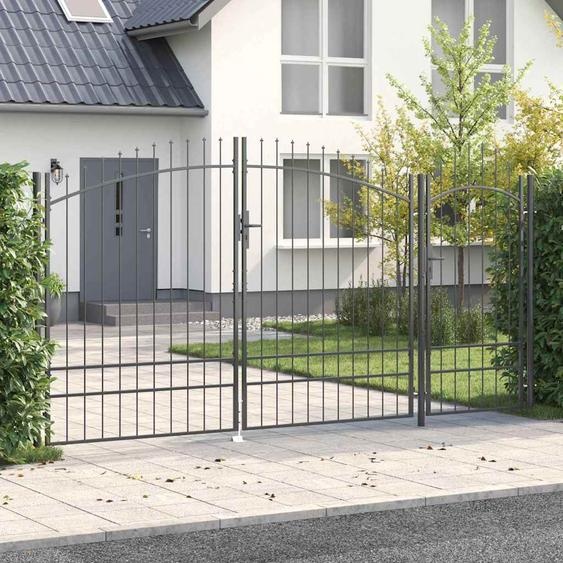 Porte de Jardin avec verrouillage Gris 195 x 400 cm Acier