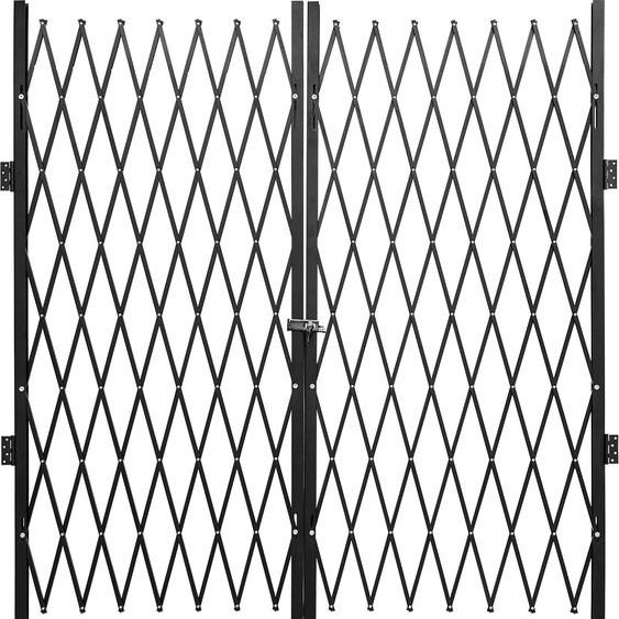Porte de sécurité double pliante, 156 x 310 cm Porte de sécurité pliante, Porte de sécurité en accordéon en acier, Porte de sécurité extensible, Porte à barricades roulante à 360°, Porte à ciseaux ou porte avec clés