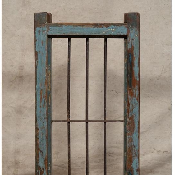 Porte intérieure avec fenêtre, en bois de teck, de couleur marron antique, dimensions : 47 x 12 x 103 cm