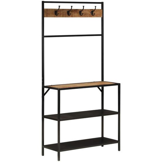 Porte-manteau 90x35x180 cm bois de manguier et fer