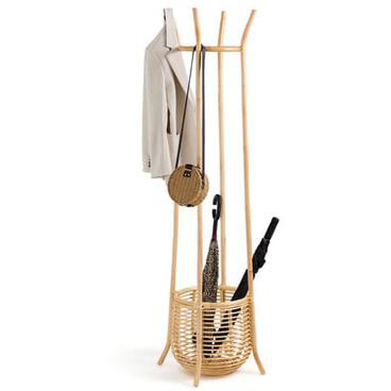 Porte-manteau avec panier en canne de rotin, Aya
