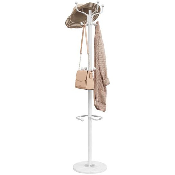 Porte-manteau avec porte-parapluie blanc fer enduit de poudre