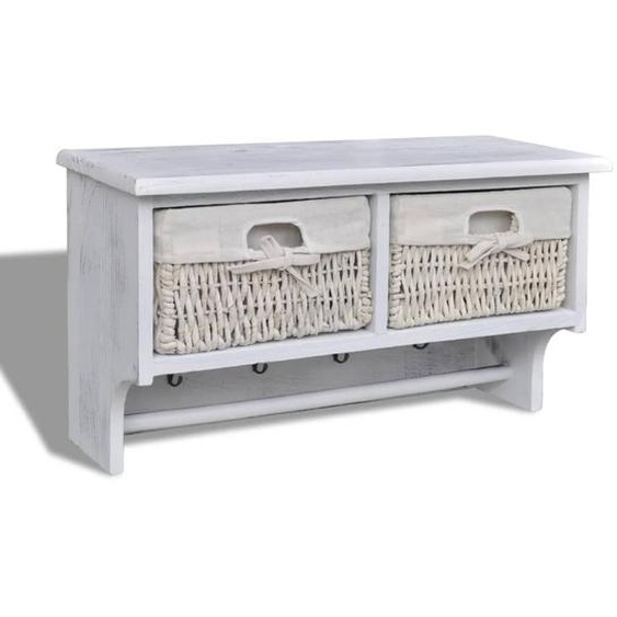 Porte-manteau Blanc 60x23,5x33 cm Bois de Paulownia