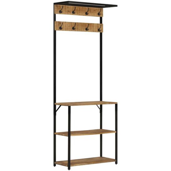 Porte-manteau et rangement des chaussures bois de manguier fer