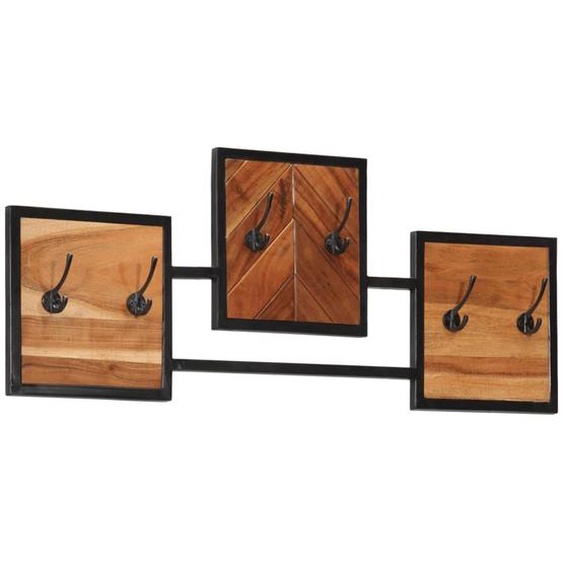 Porte-manteau mural 90x1x35 cm bois massif dacacia et fer