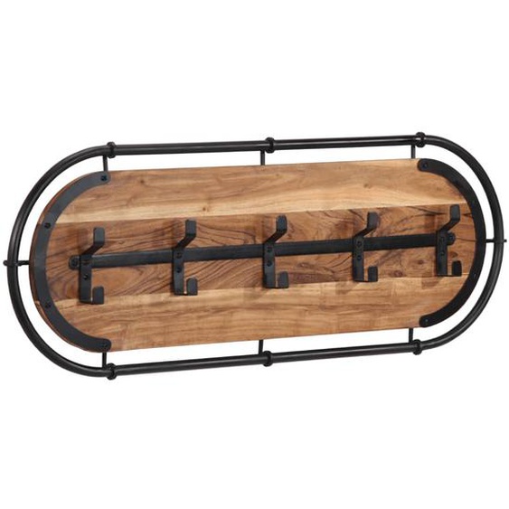 Porte-manteau mural avec 5 crochets bois massif dacacia