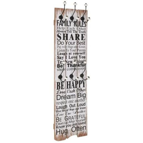 Porte-manteau mural avec 6 crochets 120 x 40 cm FAMILY RULES  LY3881 Mothinessto