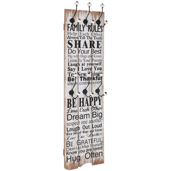 Porte-manteau mural avec 6 crochets 120 x 40 cm FAMILY RULES