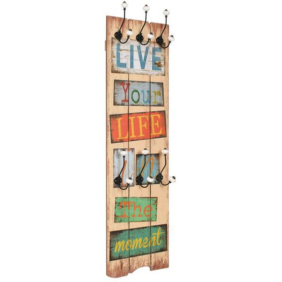 Porte-manteau mural avec 6 crochets 120 x 40 cm LIVE LIFE