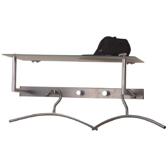 Porte-manteau mural avec etagère et 3 patères en metal