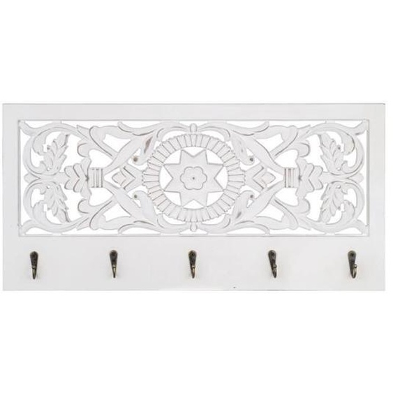Porte-manteau mural en bois MDF blanc avec mosaïque élégante pour entrée dentrée, chambre à coucher, 60 cm 26933RGSG