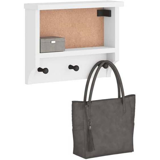 Porte-manteau mural SANDNES blanc 45x12x35 cm bois massif pin