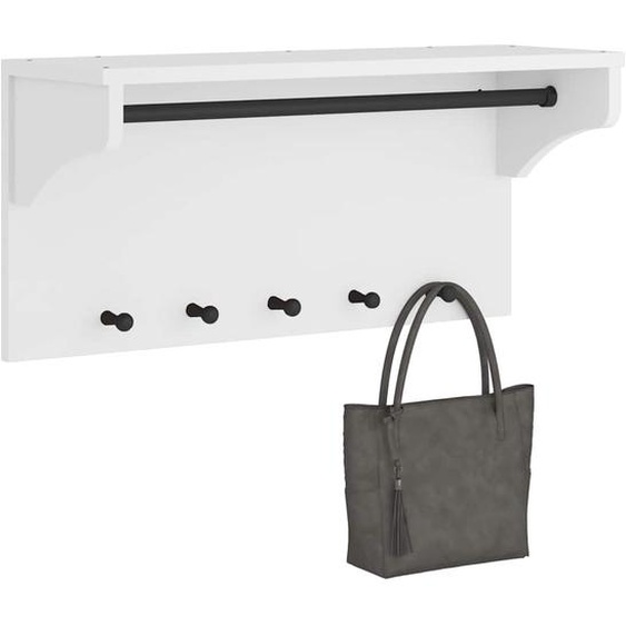 Porte-manteau mural SANDNES blanc 87x30x42 cm bois massif pin