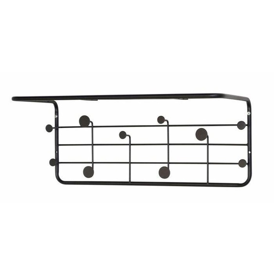 Porte manteau par en metal noir avec etagère de rangement 12 patères simple et moderne