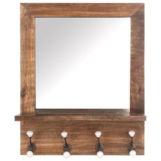 Porte-Manteau - SIGNES GRIMALT - Miroir Percero - 4 Pomos - 54x12x44 cm - Brun
