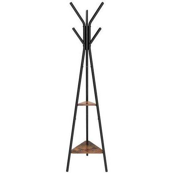 Porte-manteau sur pieds avec 2 étagères - H179 cm - 49,5 cm X 49,5 cm X 179 cm - Calicosy Marron Vintage
