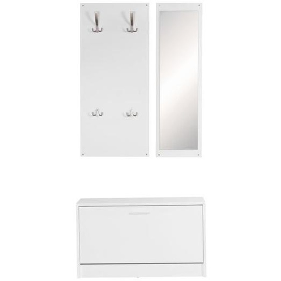 Armoire murale avec miroir - WOHNLING - Blanc - 80 x 180 x 27 cm - Classique - Intemporel - Rangement