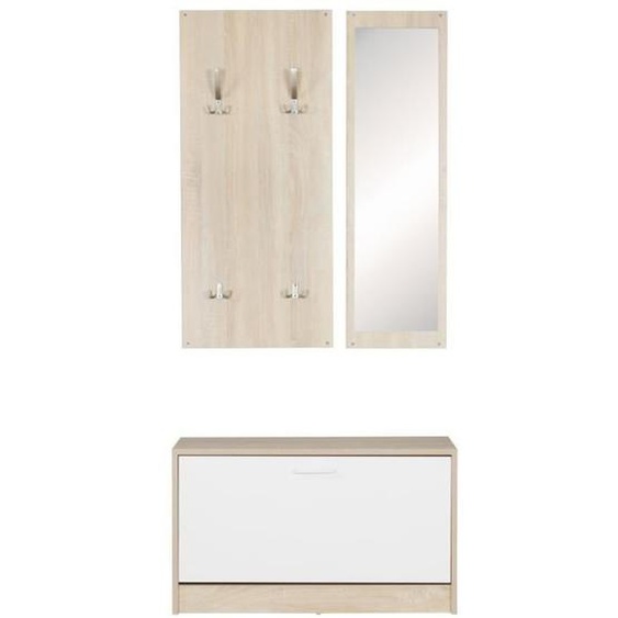 Porte-Manteau - WOHNLING - Marron - 80 x 180 x 27 cm - avec miroir